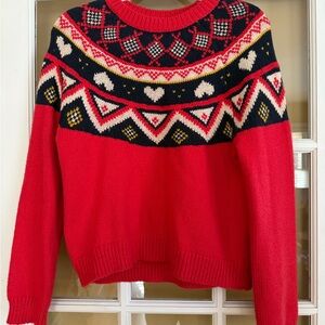 Marine Layer Red Fair Isle Sweater